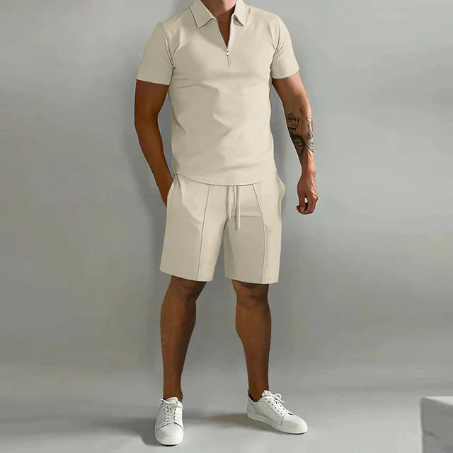 Cotton Piqué Polo & Twill Shorts Co-ord