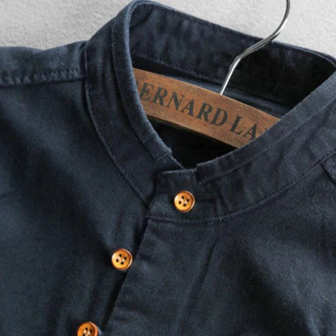 Kenji Grandad-Collar Linen Shirt