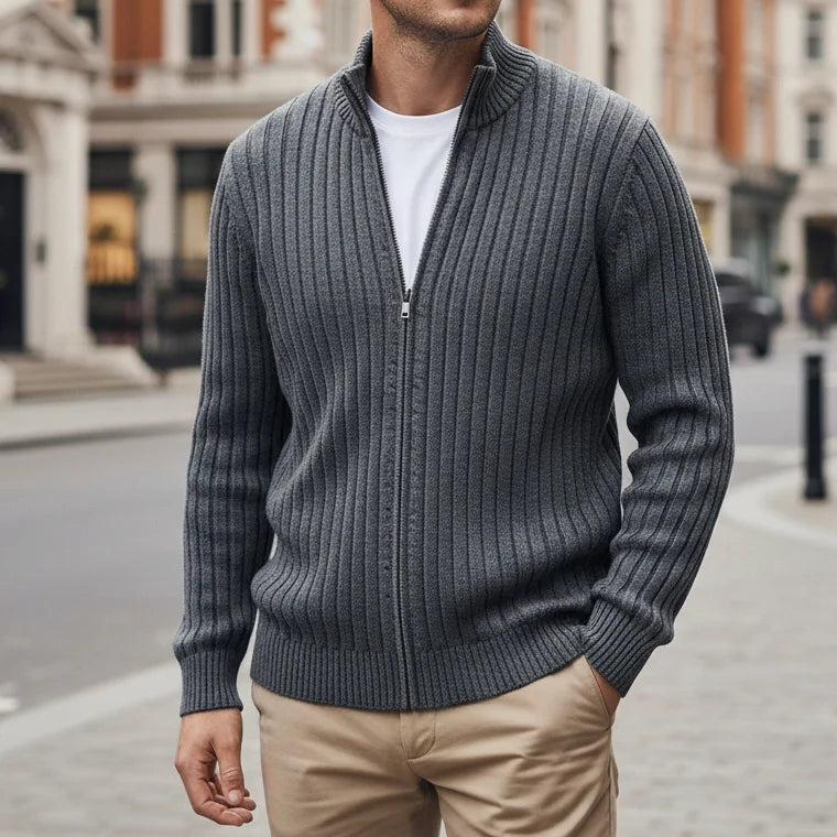 Thorne Strickjacke (Gerippter Reißverschluss-Cardigan) – Fayymont
