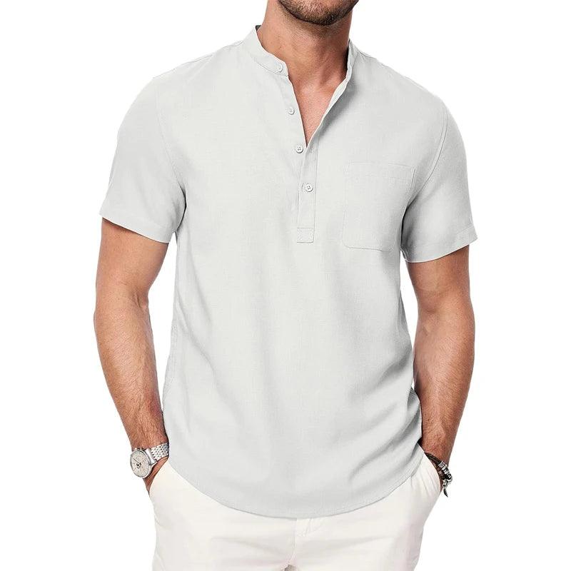 Shoreline Henley | Men's Lightweight Cotton Beach Shirt with Pocket