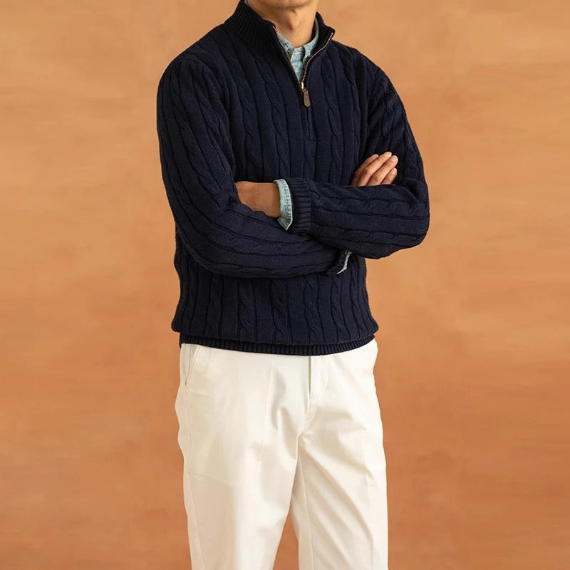 Old Money Jacquard-Pullover mit Stehkragen – Fayymont