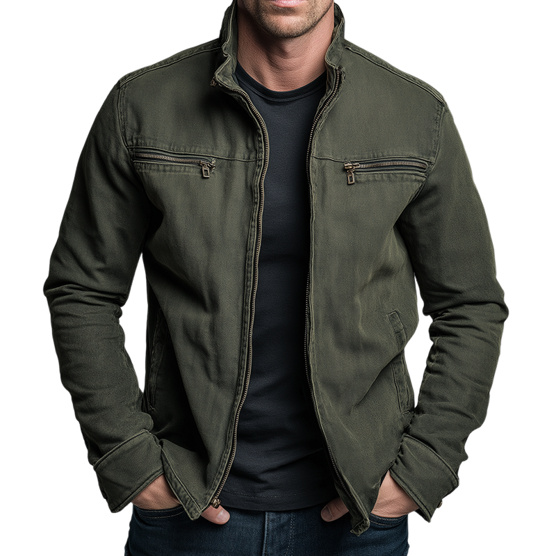 Men's Vintage Casual Cotton Washed Zipper Lapel Jacket – Fayymont