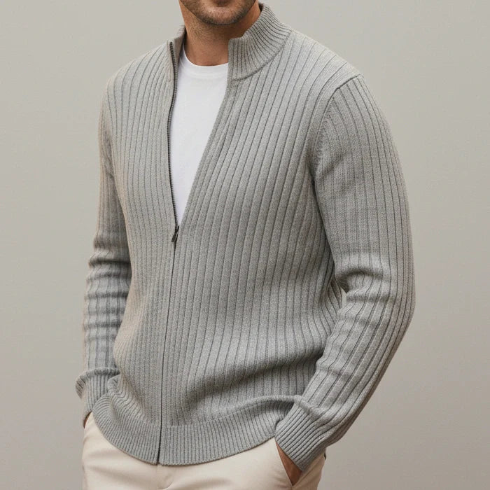 Thorne Strickjacke (Gerippter Reißverschluss-Cardigan) – Fayymont