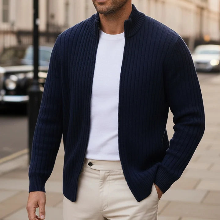 Thorne Strickjacke (Gerippter Reißverschluss-Cardigan) – Fayymont