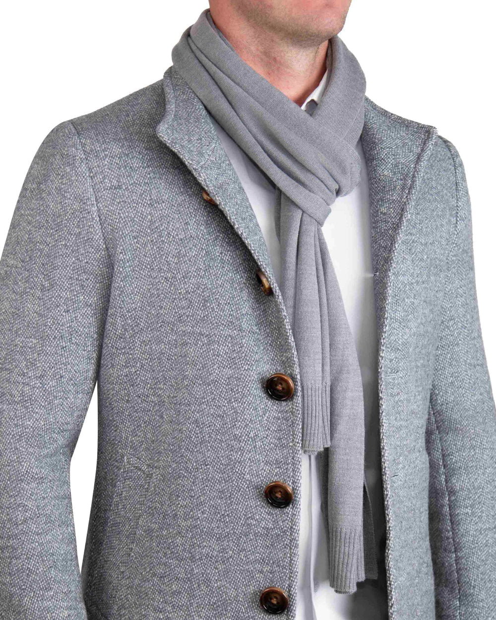 Merino Wool Knit Scarf - Grey