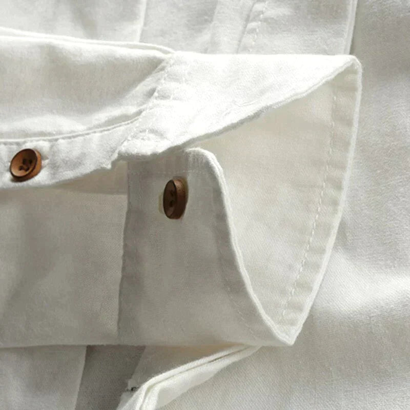 Kenji Grandad-Collar Linen Shirt