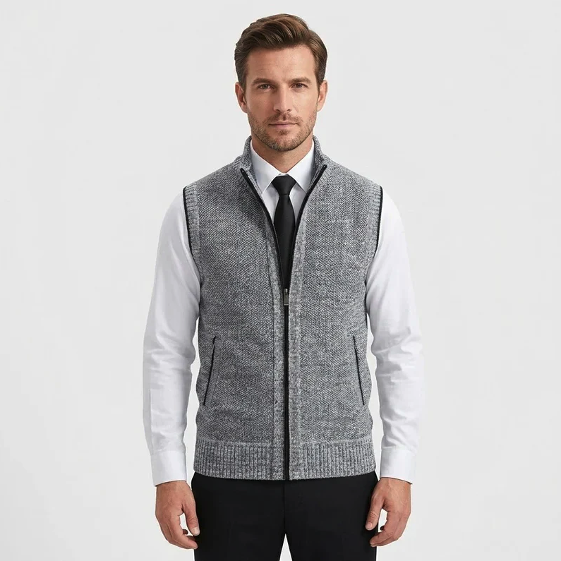 Elegante Strickweste mit durchgehendem Reißverschluss - Fayymont Co
