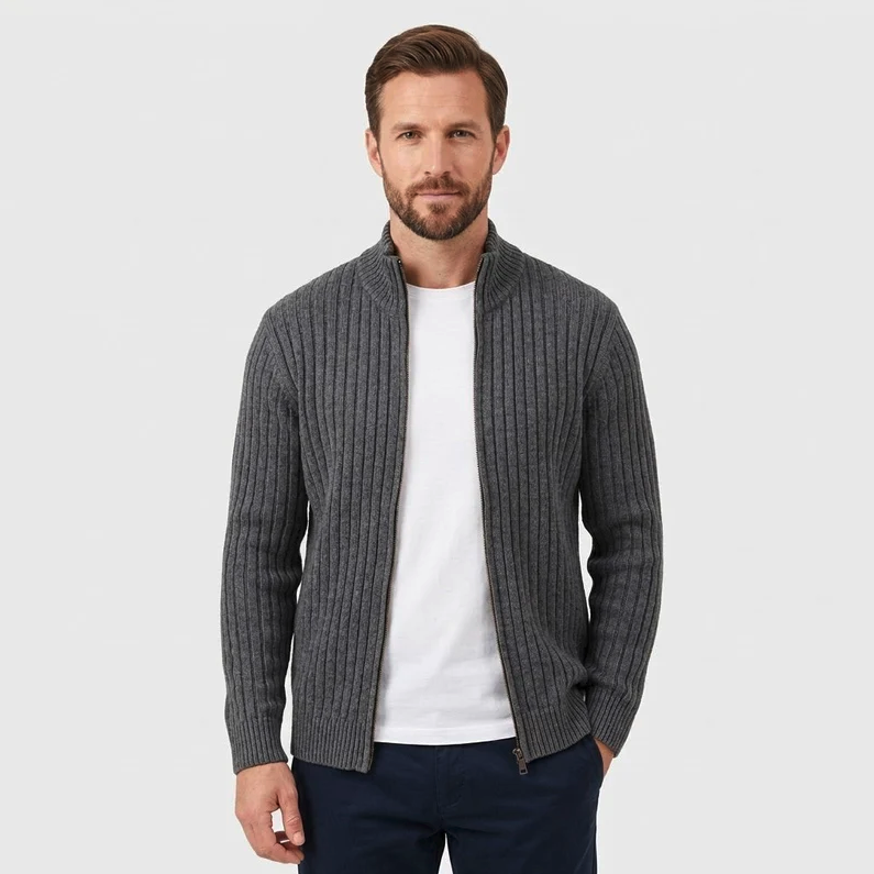 Thorne Strickjacke (Gerippter Reißverschluss-Cardigan)