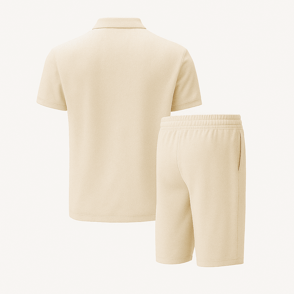 Kit Men Soft Waffle Knit Summer – Lightweight Matching Polo Shirt & Shorts
