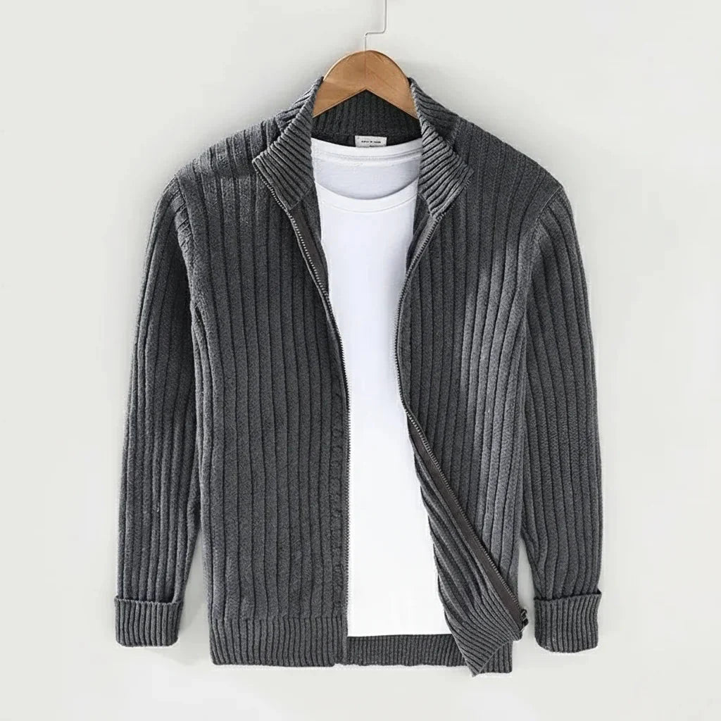 Thorne Strickjacke (Gerippter Reißverschluss-Cardigan) – Fayymont
