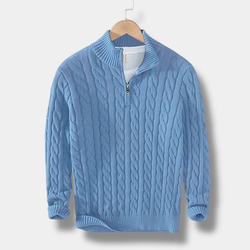 Old Money Jacquard-Pullover mit Stehkragen – Fayymont