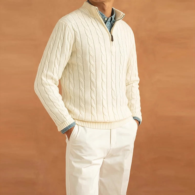 Old Money Jacquard-Pullover mit Stehkragen – Fayymont