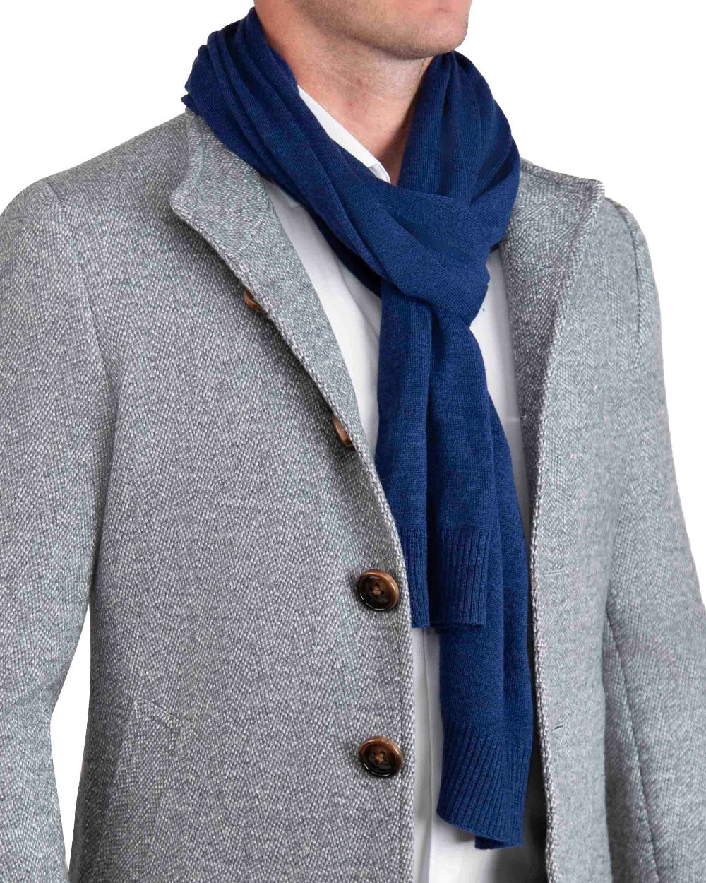 Merino Wool Knit Scarf - Navy