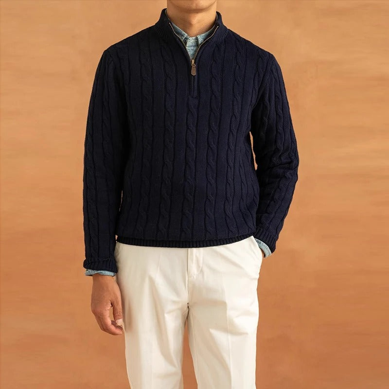 Old Money Jacquard-Pullover mit Stehkragen – Fayymont