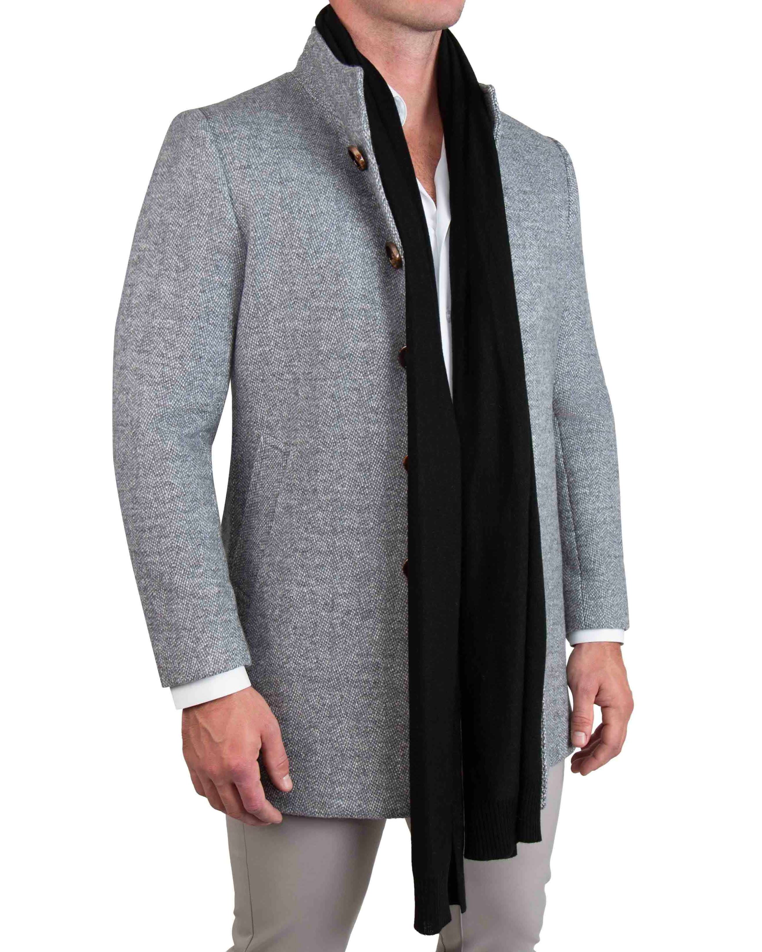 Merino Wool Knit Scarf - Black