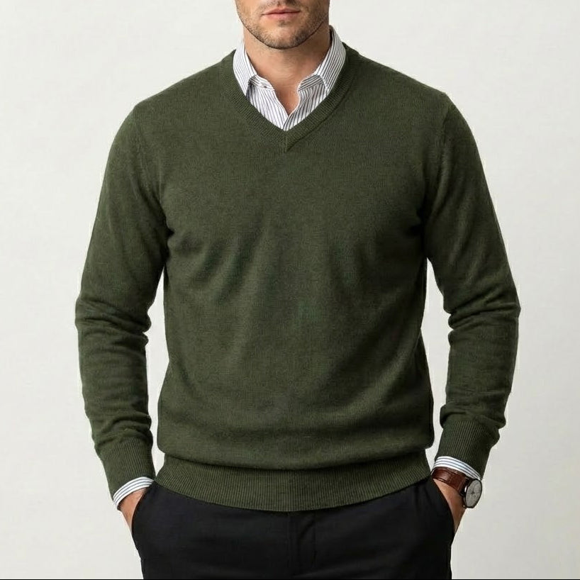 Herren Kaschmir-Pullover mit V-Ausschnitt – Fayymont Co