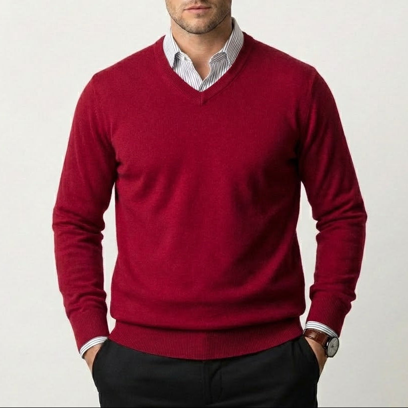 Herren Kaschmir-Pullover mit V-Ausschnitt – Fayymont Co
