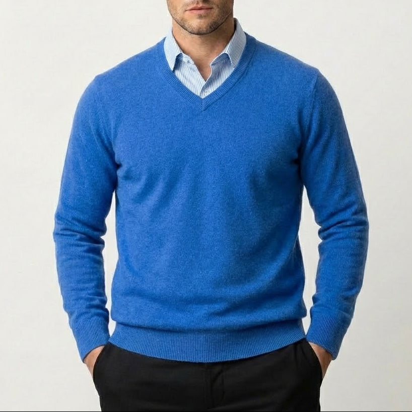 Herren Kaschmir-Pullover mit V-Ausschnitt – Fayymont Co