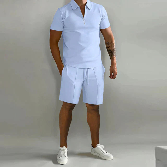 Cotton Piqué Polo & Twill Shorts Co-ord