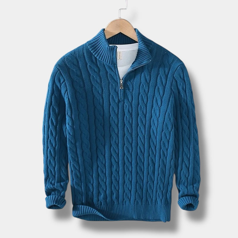 Old Money Jacquard-Pullover mit Stehkragen – Fayymont