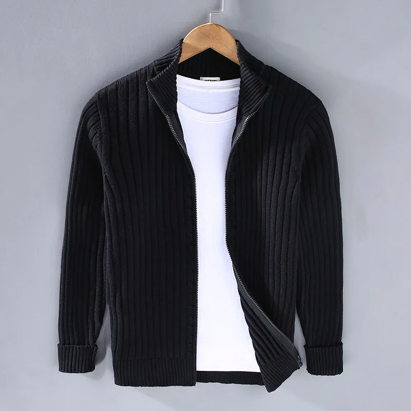 Thorne Strickjacke (Gerippter Reißverschluss-Cardigan) – Fayymont