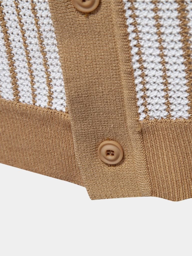 Striped Knit Polo Shirt - Fayymont Co