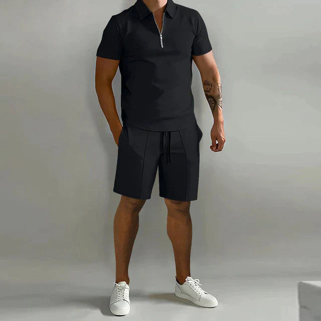 Cotton Piqué Polo & Twill Shorts Co-ord