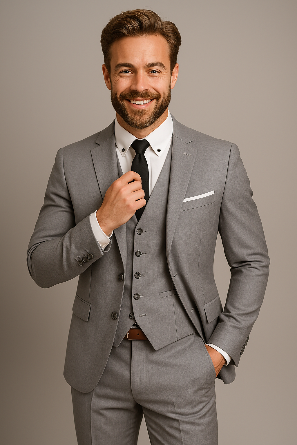 Men’s 3-Piece Slim Fit Suit – Tailored Blazer, Waistcoat and Trousers for Formal Occasions