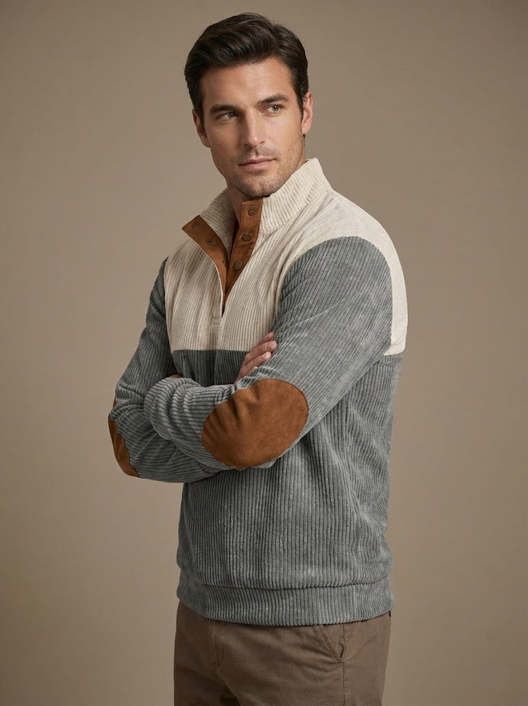 Retro-Cord-Pullover mit Stehkragen – Fayymont