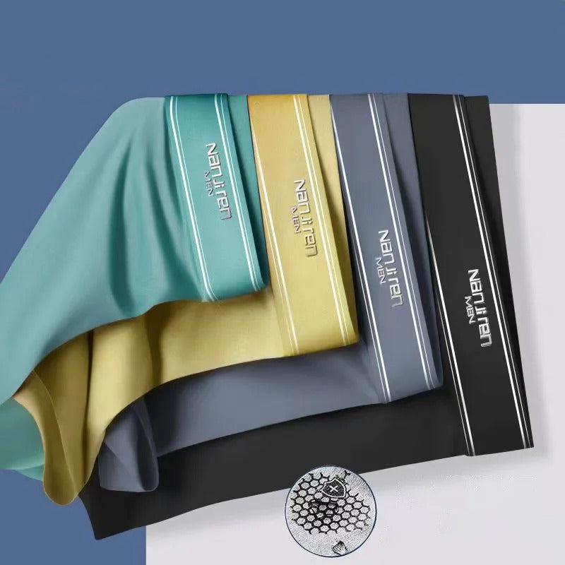 4 Pack Ice Silk Men's Boxer Underwear Breathable & Comfortable