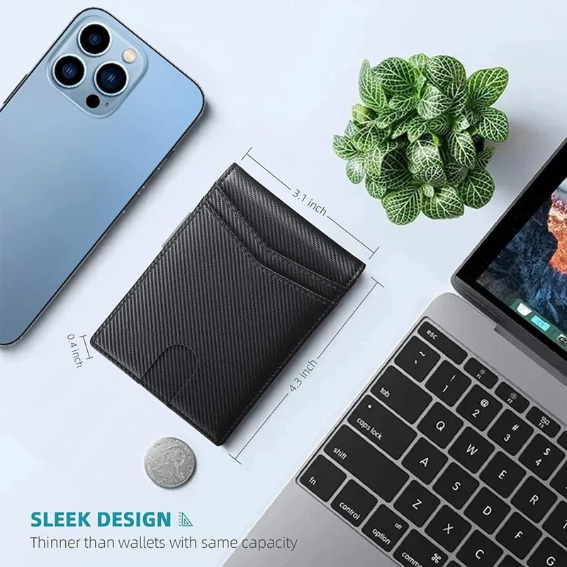 Luxury Men's Carbon Fiber RFID Wallet - Slim, Small, and Stylish Cash Holder