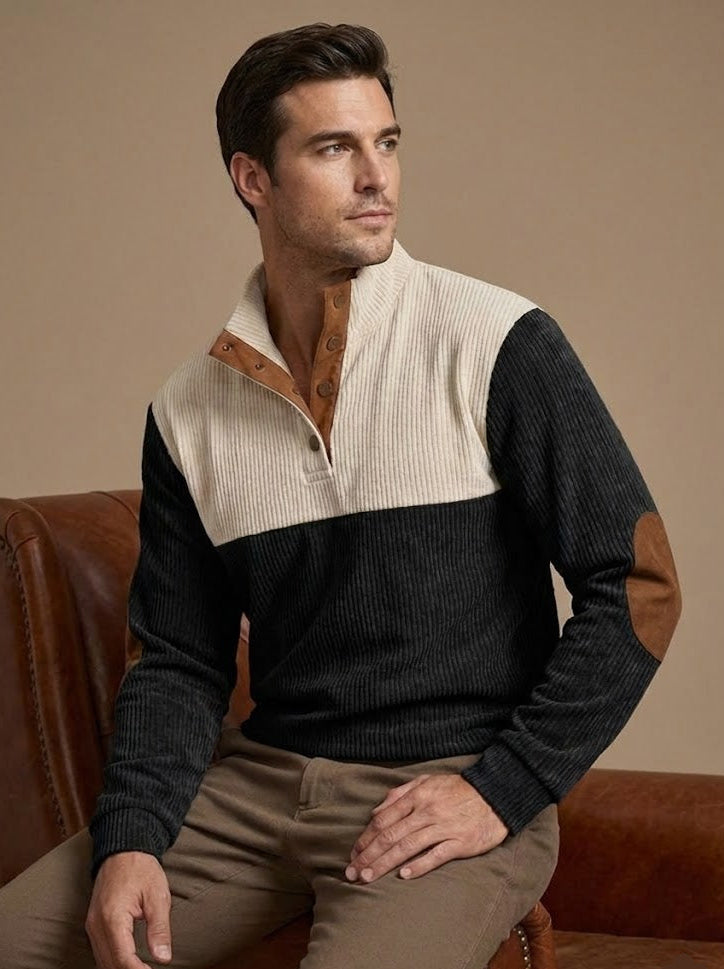 Retro-Cord-Pullover mit Stehkragen – Fayymont