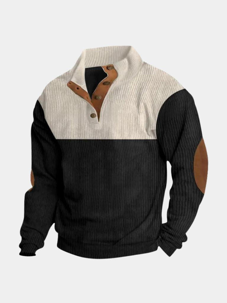 Retro-Cord-Pullover mit Stehkragen – Fayymont
