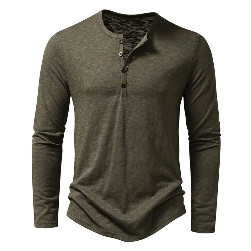 Riverside Long-Sleeve Henley — Cotton Knit