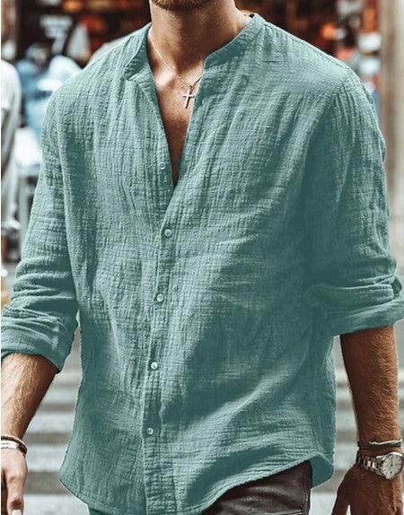 Men's Casual Shirt Long Sleeve Solid Color