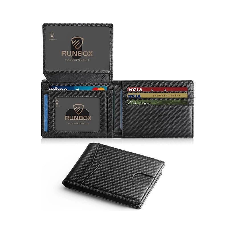 Men's Ultra Slim RFID Leather Wallet Carbon Fiber