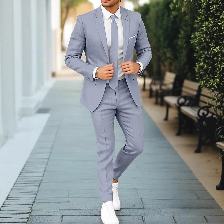 Men’s Two-Piece Suit – Lightweight Tailored Blazer and Trousers for Summer