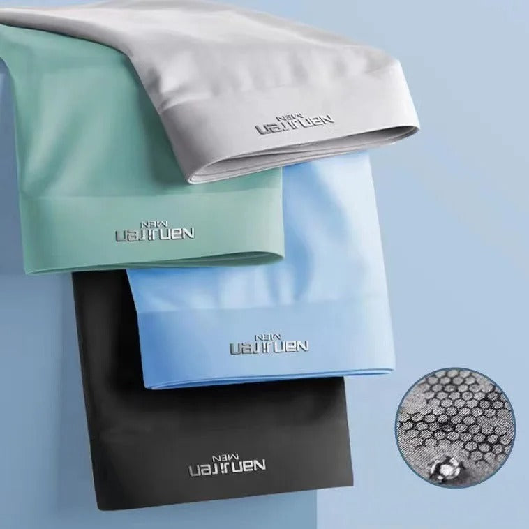 4 Pack Ice Silk Men's Boxer Underwear Breathable & Comfortable