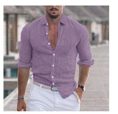 Men's Casual Shirt Long Sleeve Solid Color