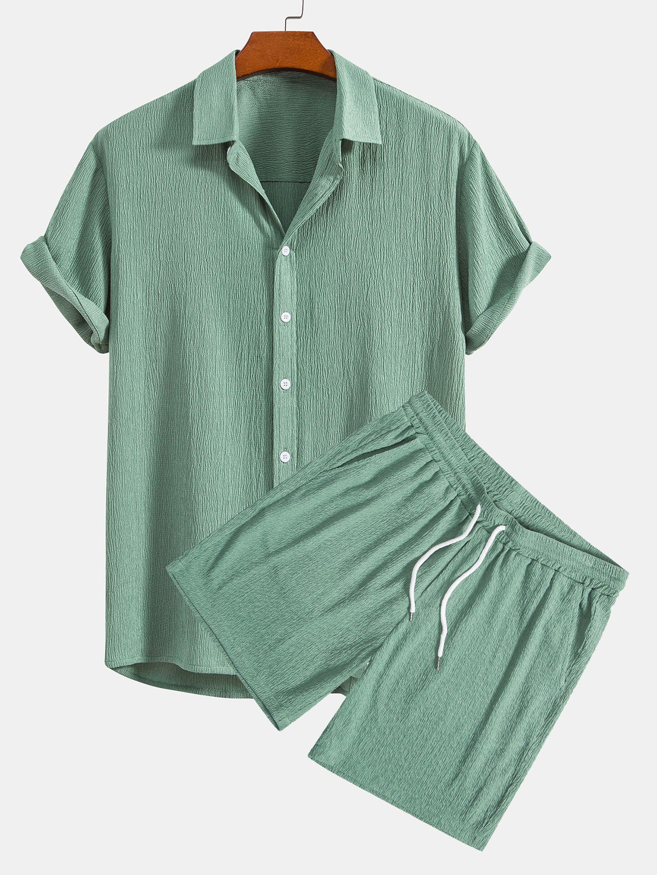 Men’s Button Polo and Tie Shorts Set