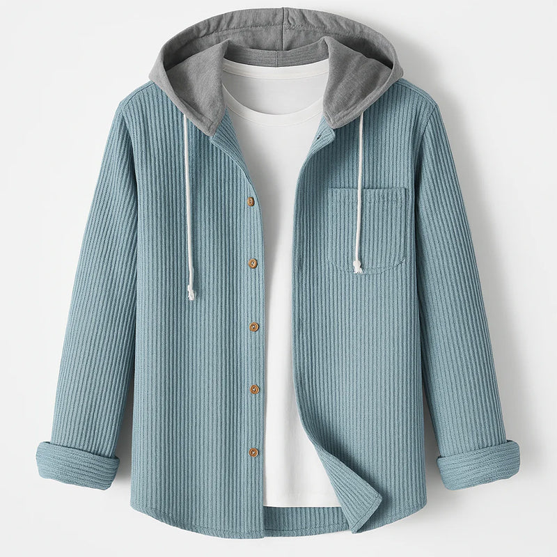 Hooded Corduroy ButtonUp Overshirt