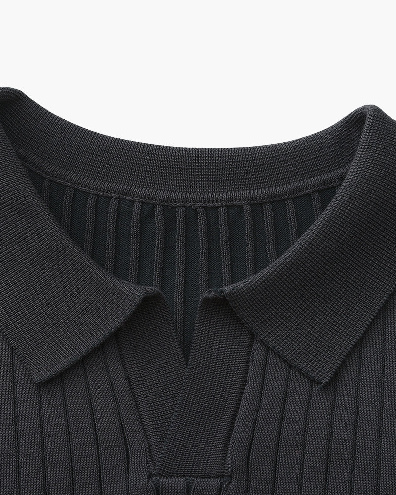 Ribbed Knit Polo – Fine Merino