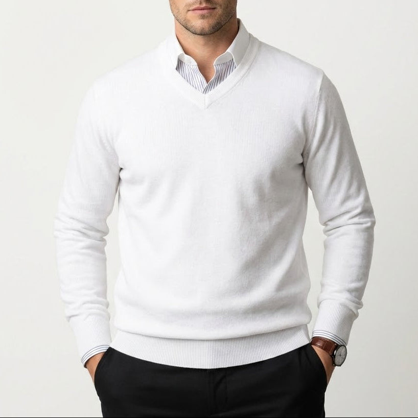 Herren Kaschmir-Pullover mit V-Ausschnitt – Fayymont Co