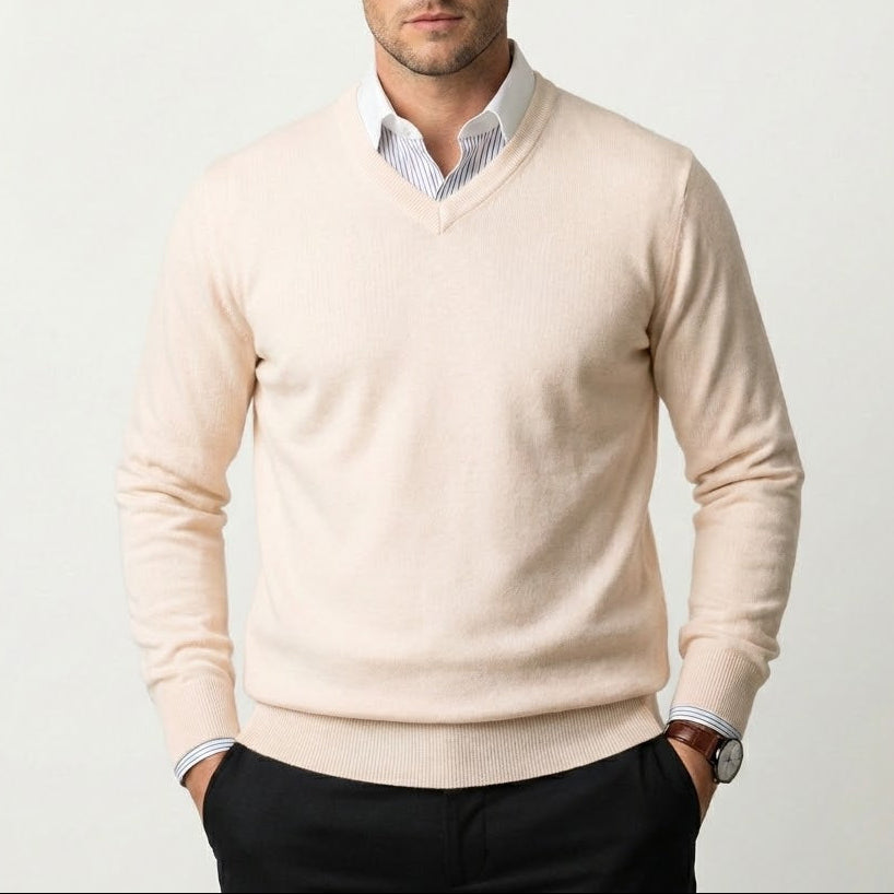 Herren Kaschmir-Pullover mit V-Ausschnitt – Fayymont Co