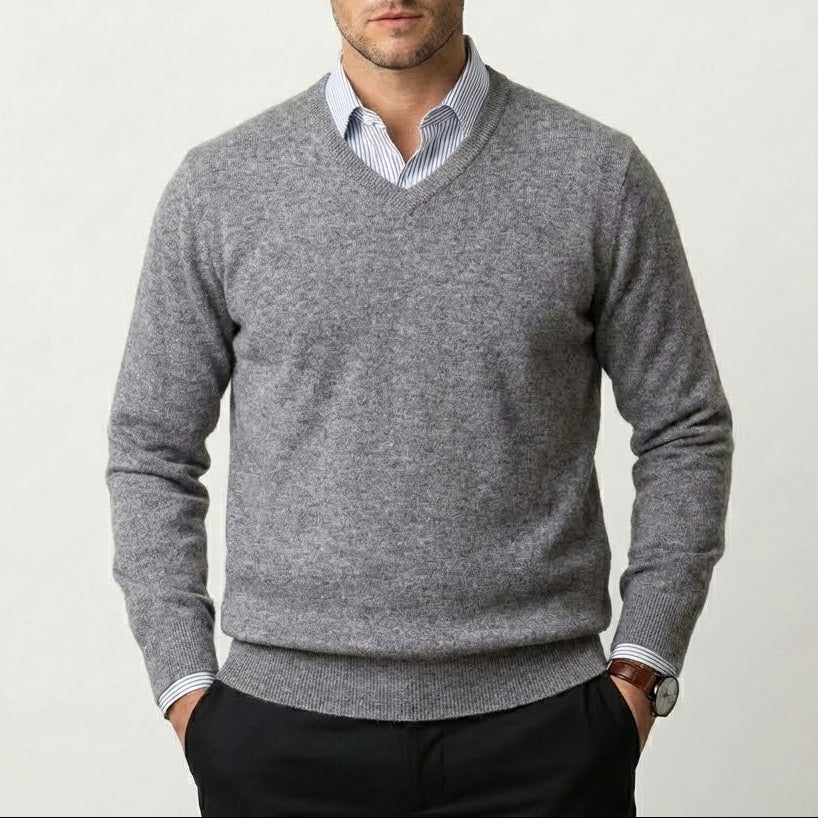 Herren Kaschmir-Pullover mit V-Ausschnitt – Fayymont Co