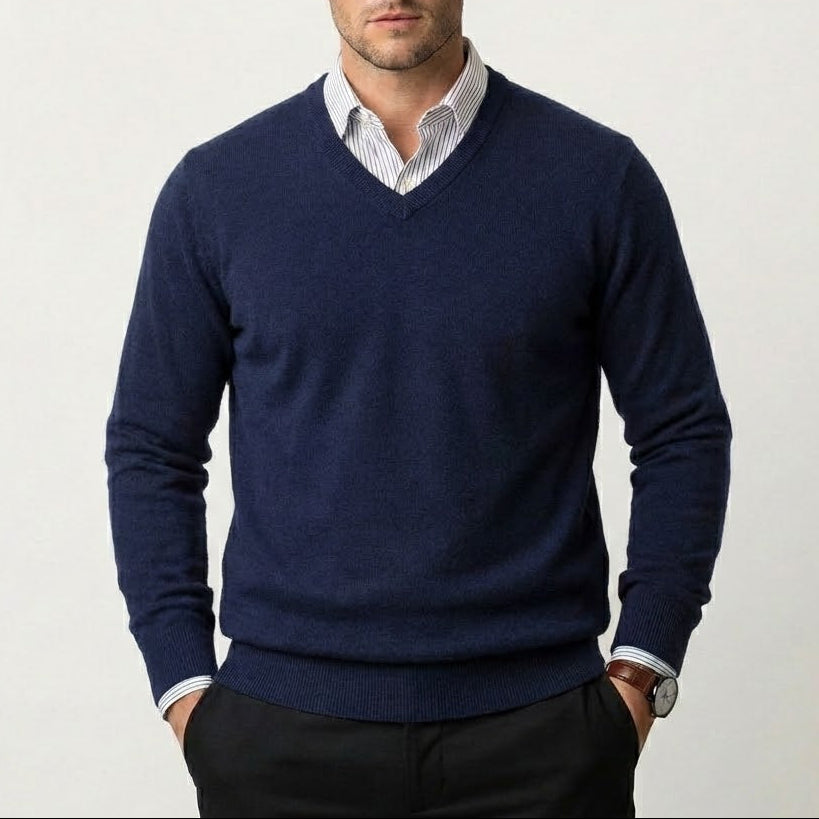 Herren Kaschmir-Pullover mit V-Ausschnitt – Fayymont Co