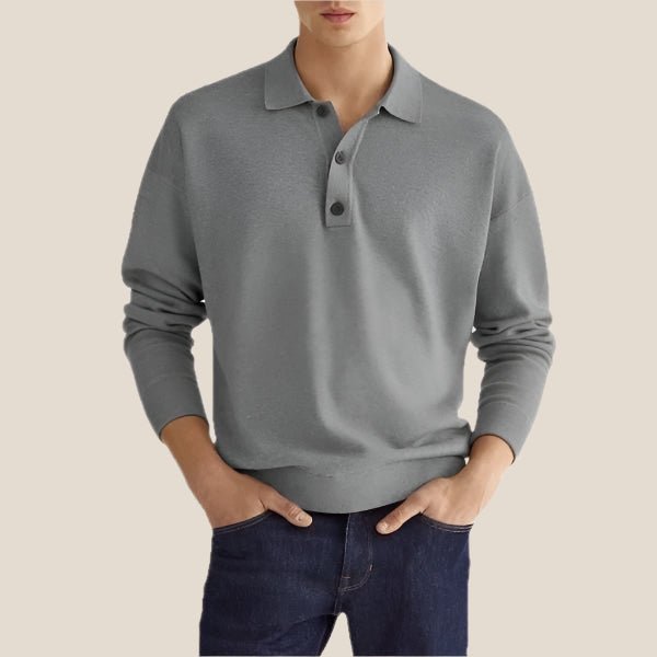 Loxley | Men’s Polo Shirt – Long Sleeve Knit Cotton Blend