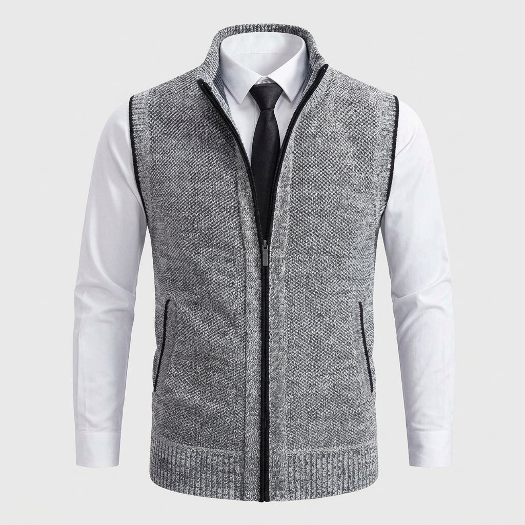 Elegante Strickweste mit durchgehendem Reißverschluss - Fayymont Co