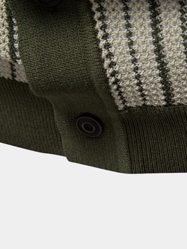 Striped Knit Polo Shirt - Fayymont Co