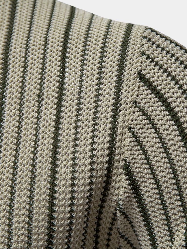 Striped Knit Polo Shirt - Fayymont Co